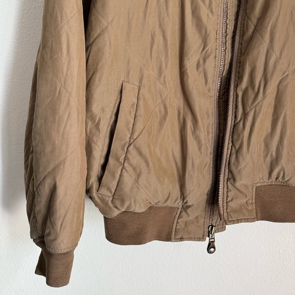 Tommy Hilfiger L Men’s Quilted Brown Camel Bomber Full Zip Jacket - Picture 4 of 15